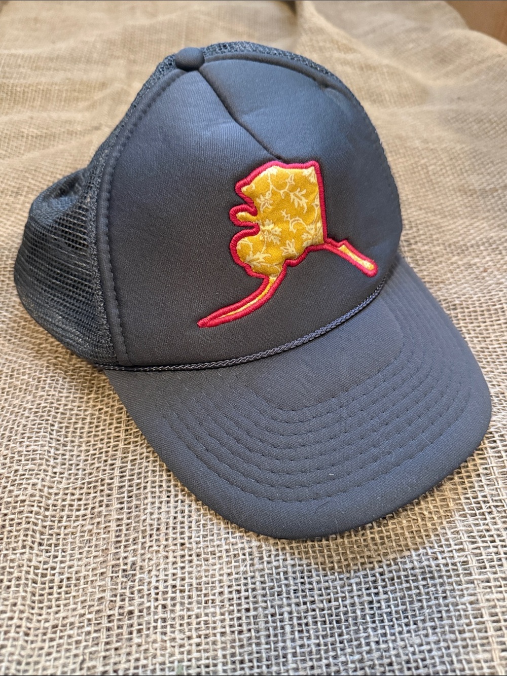 OTTO Gray Trucker Hat with Yellow & Red Alaska Patch